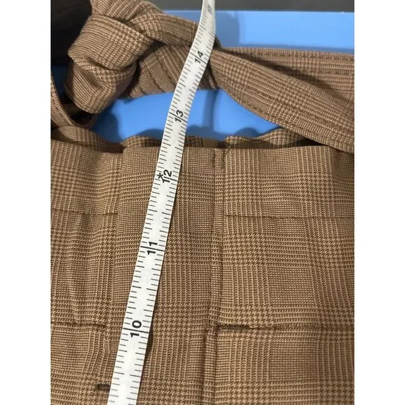 Athleta Skyline Plaid Pant II NEW Tie Waist Brown Work To Weekend Trouser 16